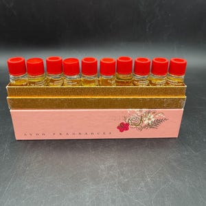 Vtg 60s Avon Perfume Demonstrator Kit 10 Glass Bottles Samples Collectible w Box
