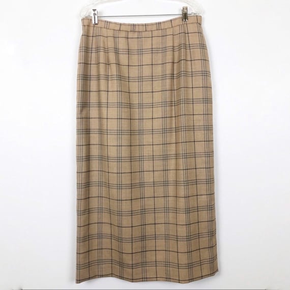 Pendleton Wool Tan Blue Plaid Fitted Midi Maxi Ski