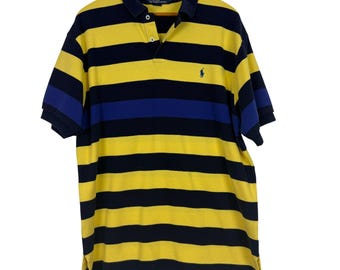 Vtg 90s POLO by Ralph Lauren Rainbow Blue Orange Striped