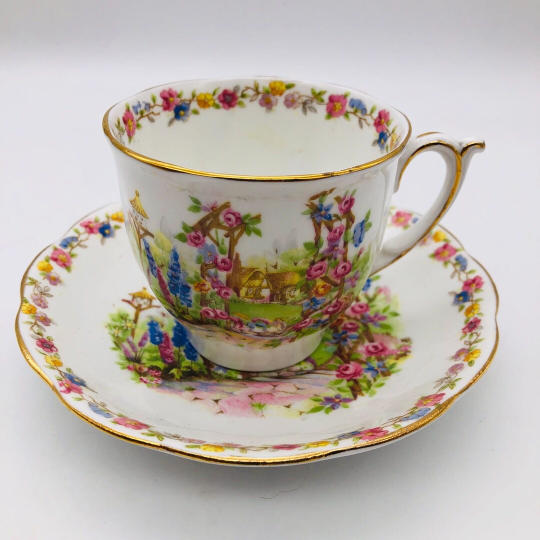 Vintage Bell Fine Bone China Rose Cottage Tea Cup & Saucer Set - Etsy