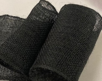8 inch wide Black Burlap Ribbon 10 yards