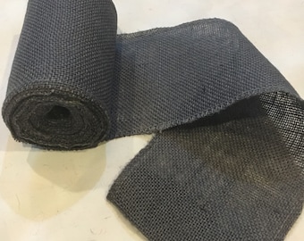 6 inch wide 10 oz Dark Gray Burlap Ribbon 10 yards BS168