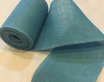 6 inch wide 10 oz Light Blue Burlap Ribbon 10 yards BS162