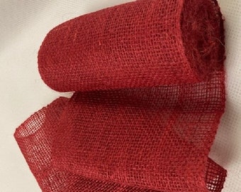 8 inch wide Red Burlap Ribbon 10 yards