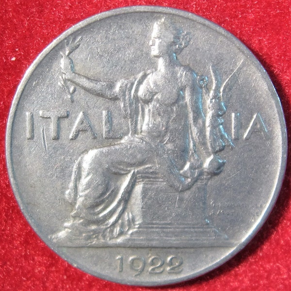 Italy Coin, 1922 Rome Italy, Italian Coin, One Lira Coin, Italian Copper nickel COIN, Collectible Italian Coin, Italian Collectible Coin