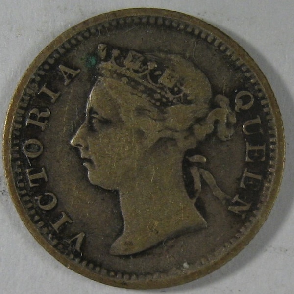 British Malaya Coin,Britain Victoria Coin,1889 5 Cents Coin,UK Collectible Coin, Vintage UK Coin, British Silver Coin, Straights Settlements