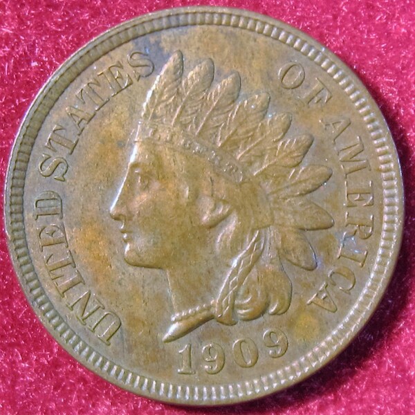 1909 Indian Head, USA Penny, One Cent Coin, Indian Head Penny, Penny Coin, Vintage Indian Head Penny Coin, Penny Coin, Nice Indian Head Coin