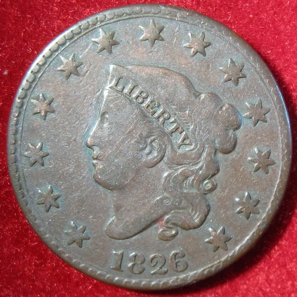 1826 Matron Liberty Head Large Cent, Copper Penny, Collectible Coin, Copper Cent Coin, Large Penny Coin, Large Cent, Large Penny Coin Cent