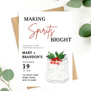 Holiday Party Cocktail Invite Invitation for Holiday Cocktail Party Digital Invite Template Editable Holiday Christmas Party Invite