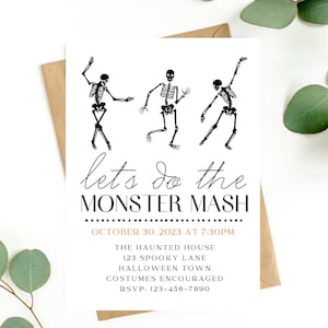 Halloween Party Invitation Monster Mash Monster Bash Halloween Invite Digital Editable Template