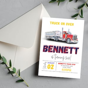 Truck Birthday Invitation Semi Truck Invite 18 Wheeler Invitation Birthday Invitation Semi Truck Trucking Invite Editable Birthday Invite image 5