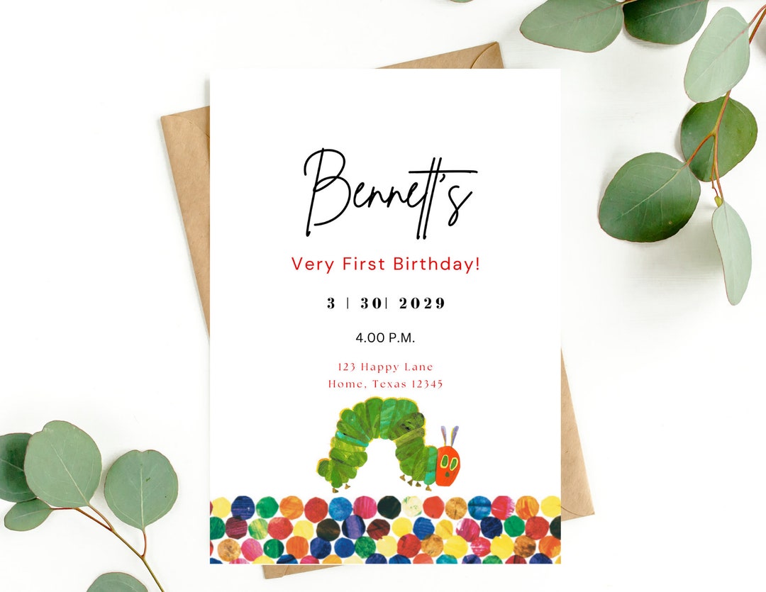 Very Hungry Caterpillar Birthday Invitation With Hungry Etsy