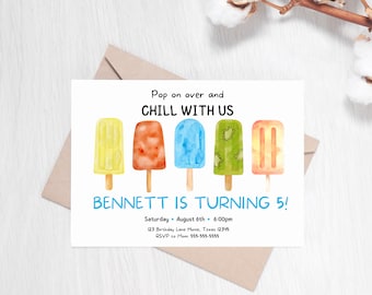 Popsicle Birthday Invitation Editable Popsicle Invite for Summer Birthday Chill With Us Invitation Kids Birthday Invite Digital