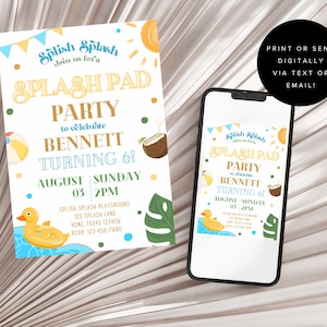 Editable Splash Pad Birthday Invitation for Boys - Summer Splash Pad Party Digital Invite - Fun Editable Birthday Template