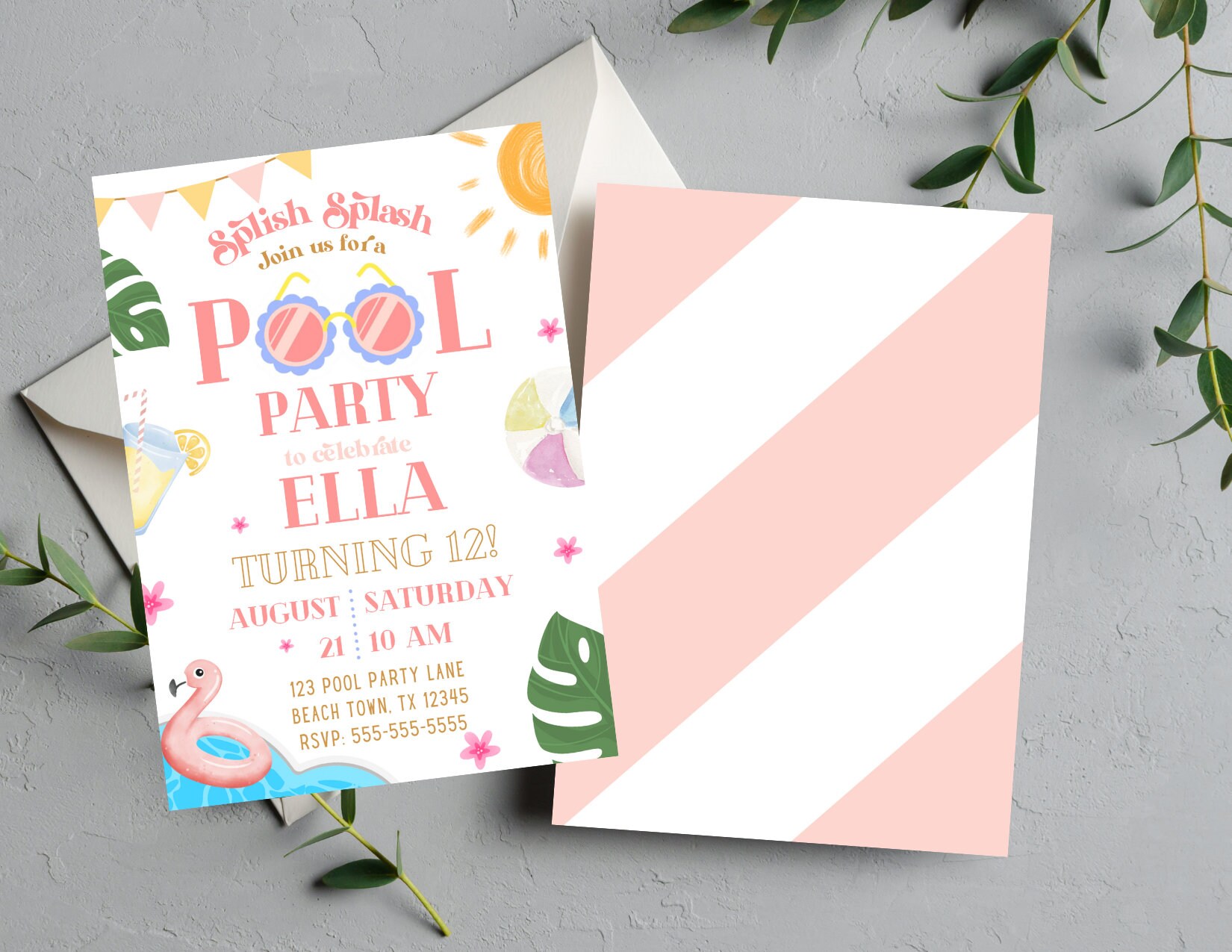 Pool Party Birthday Invitation for Girls Pool Party Invite Summer ...