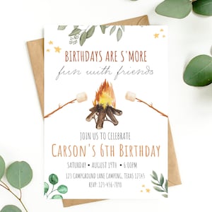 S’mores Birthday Party Invitation – Editable Canva Template | Digital Download | Instant Access