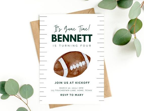 Football Birthday Invitation for Boys Sports Invite Football Theme Editable Invite