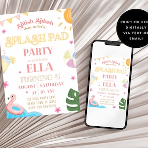 Splash Pad Birthday Invitation for Girls Birthday Invite Splash Pad Party for Summer Birthday Invitation Editable Splash Pad Invite Digital