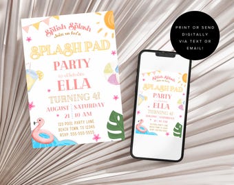 Splash Pad Birthday Invitation for Girls Birthday Invite Splash Pad Party for Summer Birthday Invitation Editable Splash Pad Invite Digital