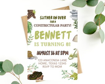 Snake Birthday Invitation Anaconda Birthday Slither Invite for Snake Lover Digital Birthday Invitation with Snakes Invite Snake