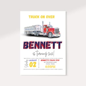 Truck Birthday Invitation Semi Truck Invite 18 Wheeler Invitation Birthday Invitation Semi Truck Trucking Invite Editable Birthday Invite image 2