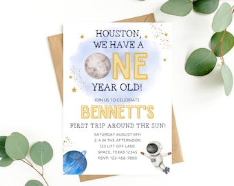 Space Birthday Invitation for First Birthday Invite for Boys 1st Birthday Editable Invite Outer Space Invitation