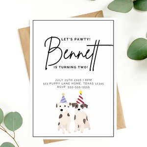 Hunde-Geburtstagseinladung für Hundeliebhaber Geburtstag einladen mit Hunden Party-Einladung Hund einladen Bearbeitbarer Hund Druckbare Hundeeinladung