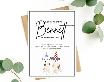 Dog Birthday Invitation for Dog Lover Birthday Invite with Dogs Party Invitation Dog Invite Editable Dog Printable Dog Invitation