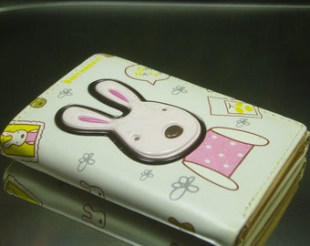 Vintage Bunny Wallet, Faux Leather Girl's Wallet, 8-Pocket