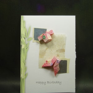 Happy Birthday Karte/ Origami Karte/ Origami Shirt/ Origami Hose/ Lucky Bamboo/ Mädchen Rosa