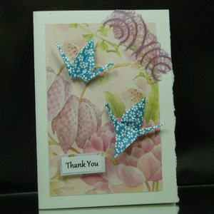 Tarjetas de agradecimiento / Tarjetas de grullas de origami / Tarjetas de grullas de amor / Tarjetas hechas a mano / Tarjetas de arte