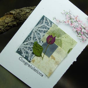 Carte de félicitations/carte de voeux fait à la main/Cherry Blossom/Fleur naturelle/fait à la main en papier/carte d’art