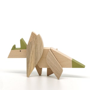 Triceratops dinosaur toy, wooden dinosaur gift, game of dinosaurs image 1