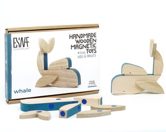 Whale wooden magnetic toy gift, fish puzzle