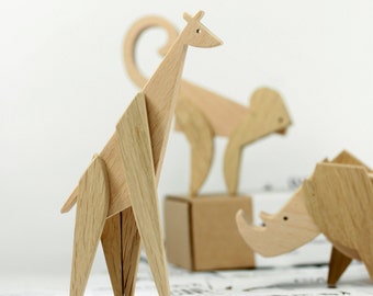 Houten speelgoed giraffe met magneten | ontwerper cadeau