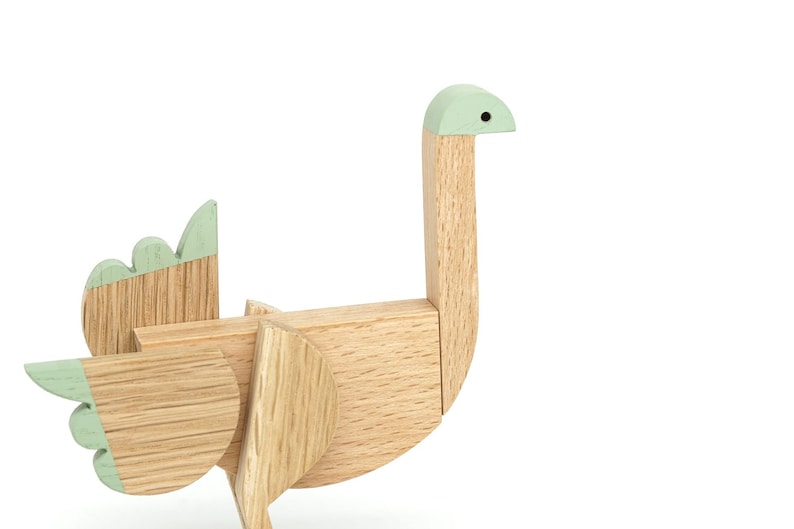 Emu mint color wooden toy gift with magnets image 1