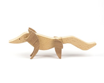 Wooden puzzle fox toy with magnets