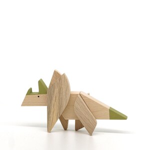 Triceratops dinosaur toy, wooden dinosaur gift, game of dinosaurs image 7