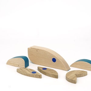 Whale wooden magnetic toy gift, fish puzzle image 3