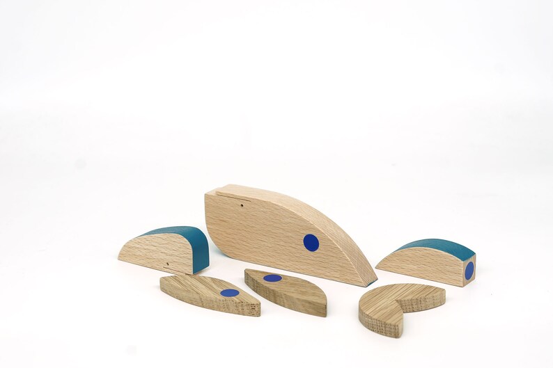 Whale wooden magnetic toy gift, fish puzzle image 3