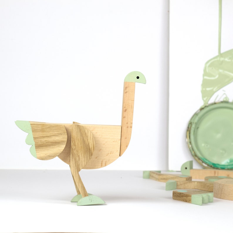 Emu mint color wooden toy gift with magnets image 4