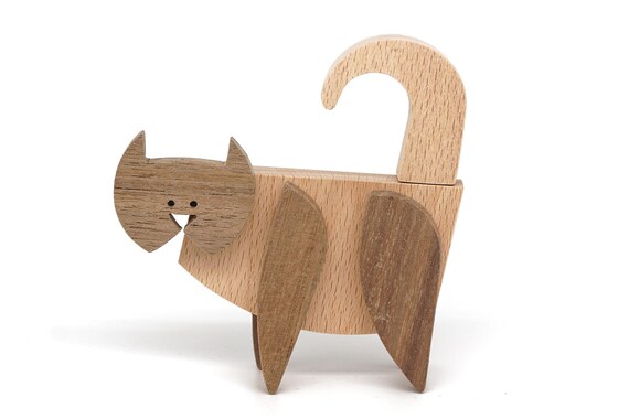 Wooden Cat Funny Toy Gift Animal Magnets Puzzle - Etsy Wooden Cat Funny Toy Gift Animal Magnets Puzzle - Etsy