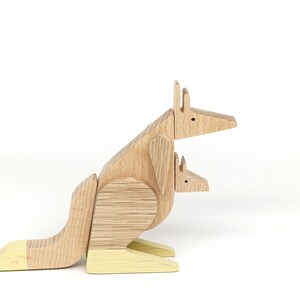 Kangaroo yellow hand painted toy, magnet wooden puzzle image 3