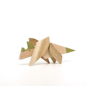 Triceratops dinosaur toy, wooden dinosaur gift, game of dinosaurs image 4