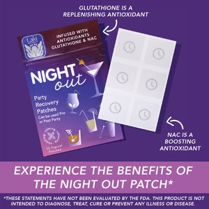 Night Out Patch - Pack of 15 - Antioxidant Formula to help ease hangover symptoms after a night out. Perfect gift for Bachelorette  Parties