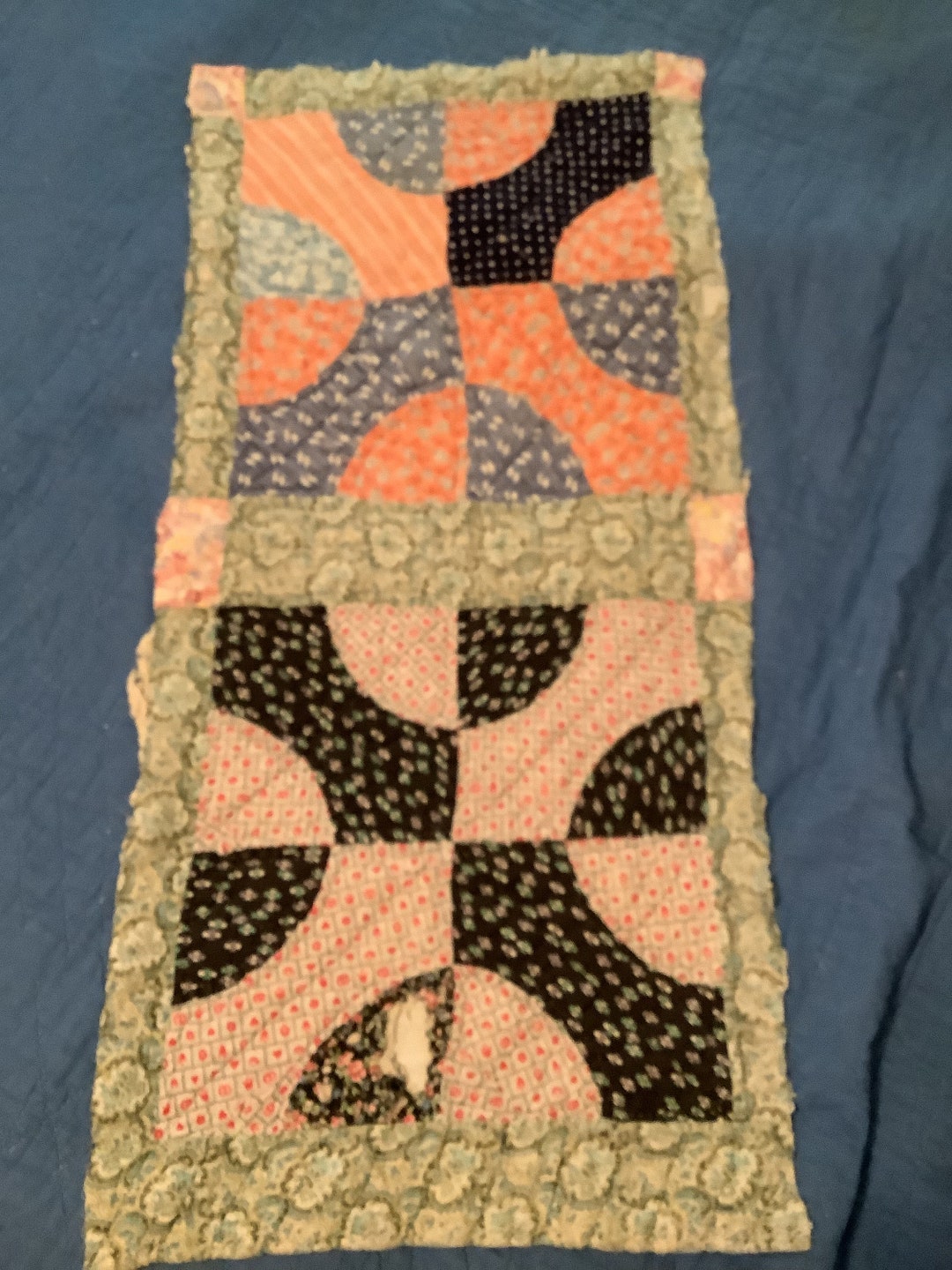 Vintage Cutter Quilt Piece Colorful Cotton Etsy