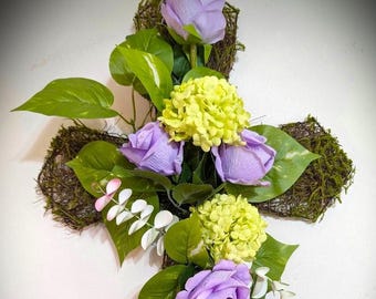 Cross Wreath Floral Arrangement