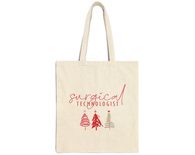 Christmas Surgical Technologist Tote Bag, Holiday Gift, Eco-Friendly Bag, Nurse Appreciation, Surgical Tech Gift