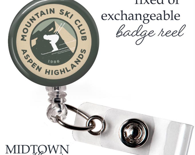 Mountain Ski Club Badge Reel or Exchangeable Topper