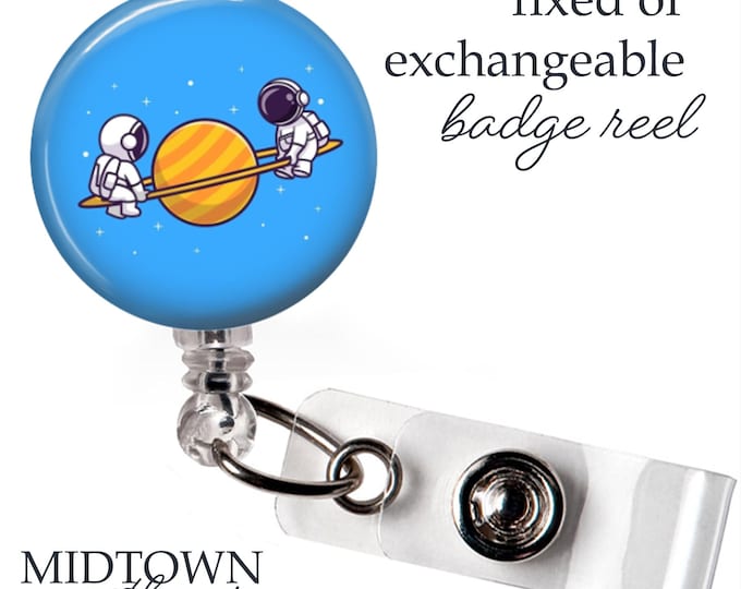 Saturn Seesaw Badge Reel or Exchangeable Topper